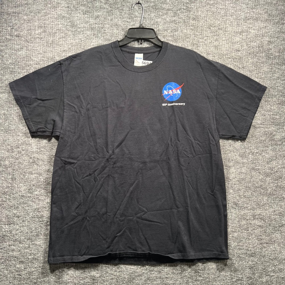 NASA 60th Anniversary Graphic T-Shirt Mens XL Black Gildan Ultra Cotton Tee